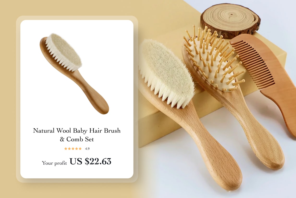 Newborn Baby Wooden Brush