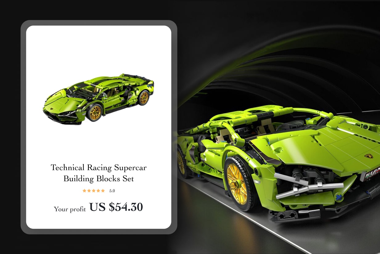 Technical Racing Sport Car Building Blocks