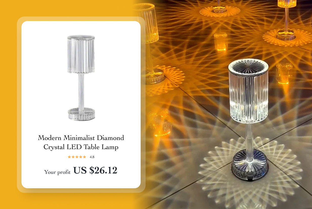 Modern minimalist diamond crystal LED table lamp